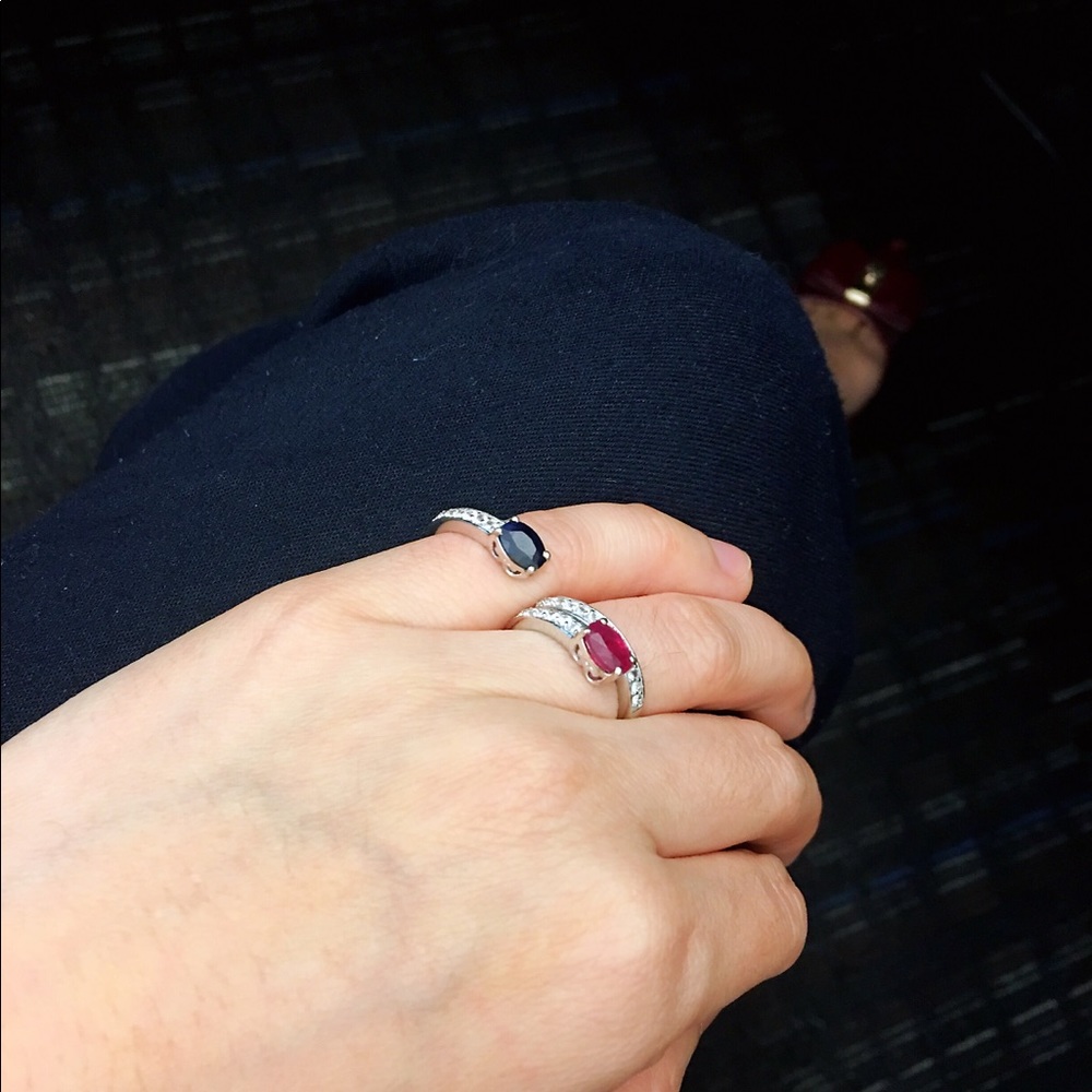 Double Finger Ring Niassa Ruby and Sapphire
